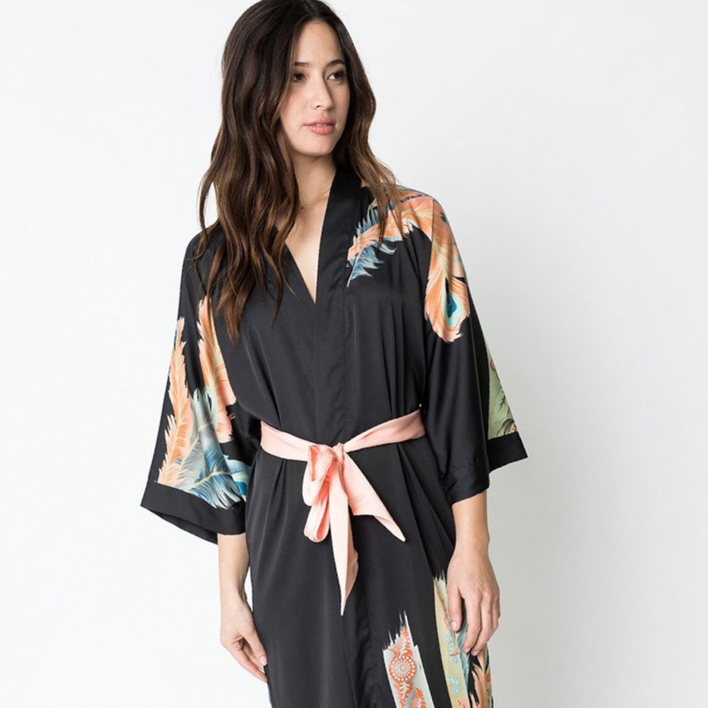 NWT KIM + ONO Peacock Kimono (Black)